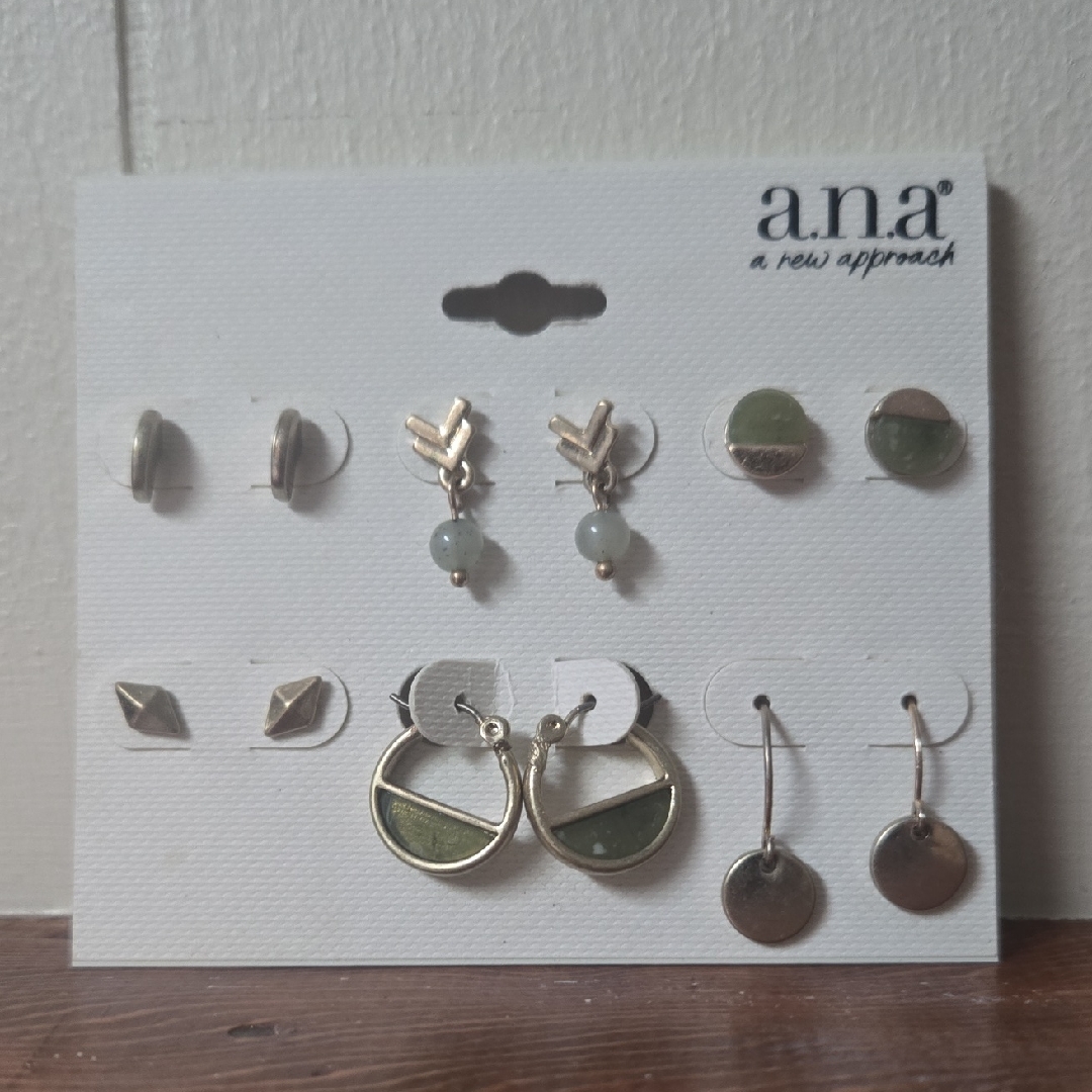 A.N.A Silver And Green Earring Collection